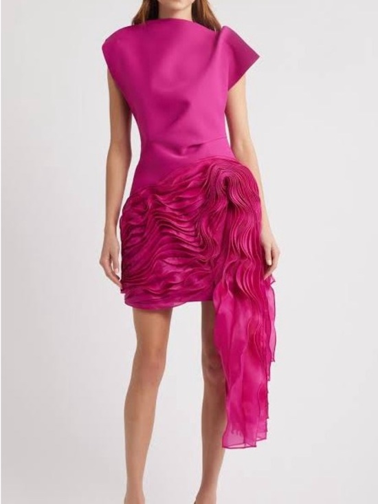 Acler Dresses & Skirts - Acler Fuchsia Sculpted One-Shoulder Mini Dress